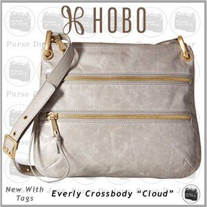 Hobo The Original Everly Crossbody Cloud (Light Gray) Leather Large Crossbody